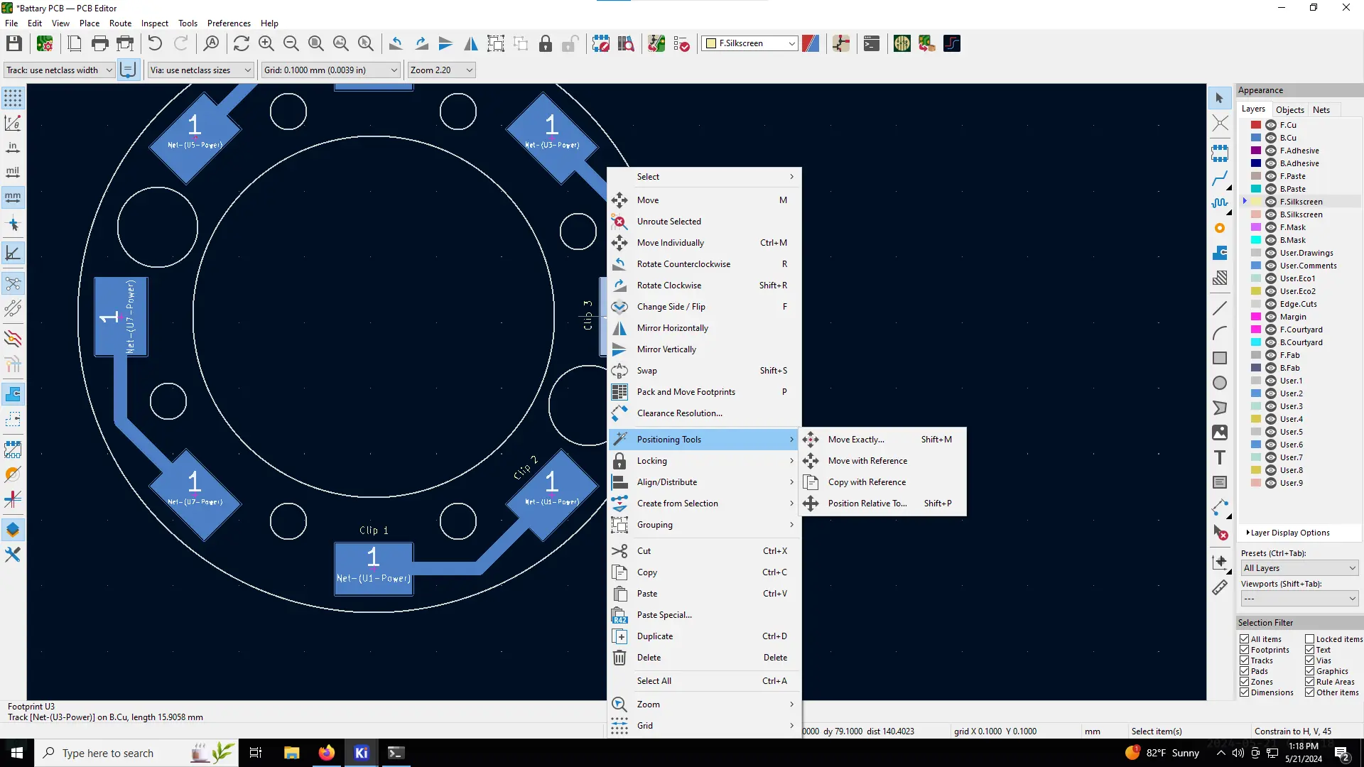 image of positioning tools menu